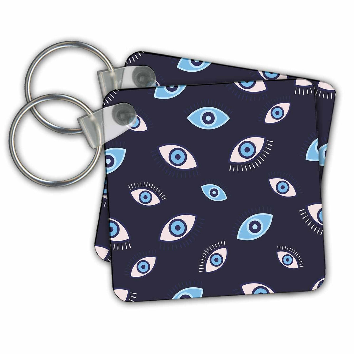 Key Chain - Abstract pattern of blue eyes against the navy blue background Alexis Design - Pattern Abstract