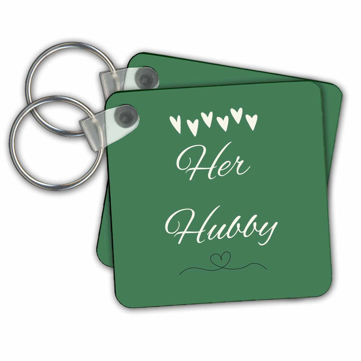 3dRose Key Chains Image of hearts with a text Her Hubby (kc-364217-1)