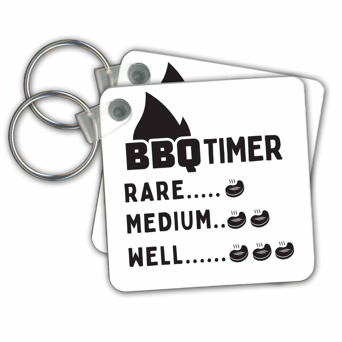 Key Chain - BBQ Timer Rare Medium Well 3dRose - Rosette - BBQ Life