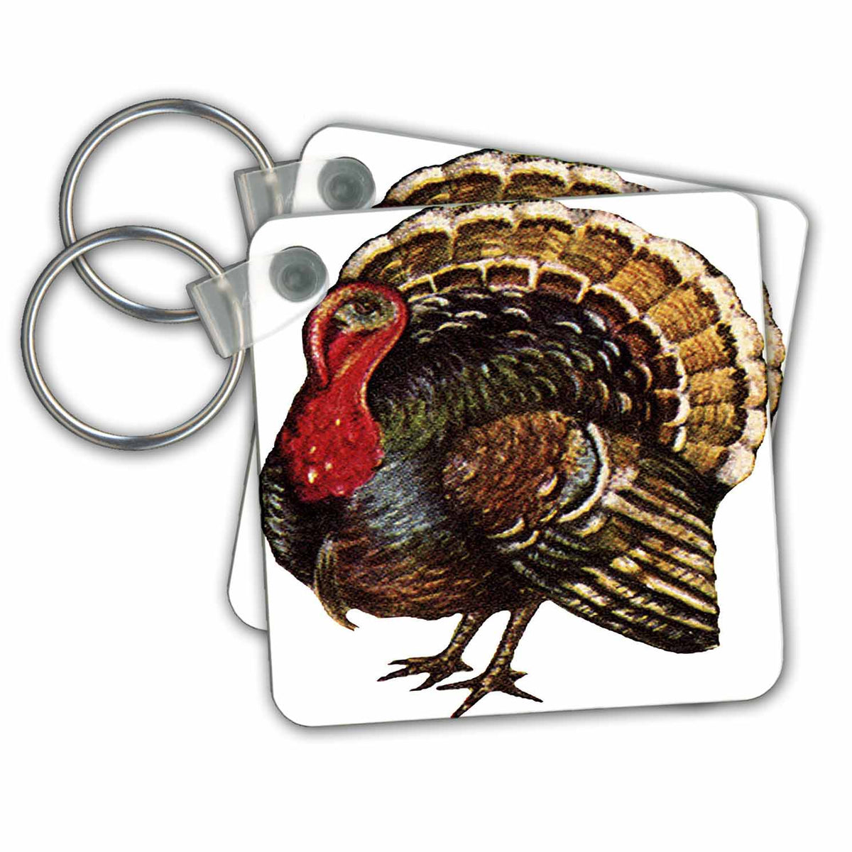 3dRose Key Chains Vintage Cartoon Turkey (kc-36425-1)