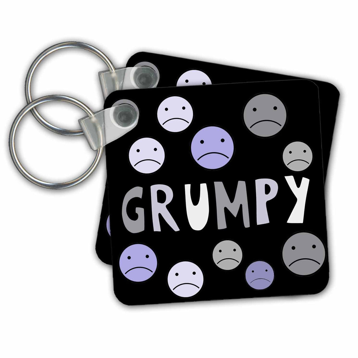 Key Chain - Funny Grumpy Faces and Frowns Smile Satire Cartoon Funny