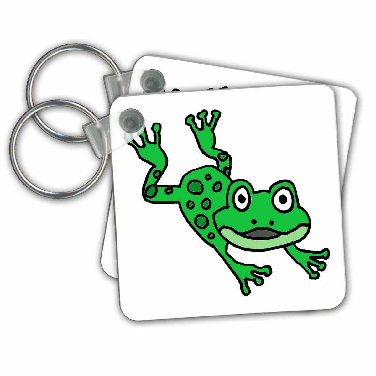 Key Chain - Funny Cute Leaping Green Frog Nature Cartoon Funny