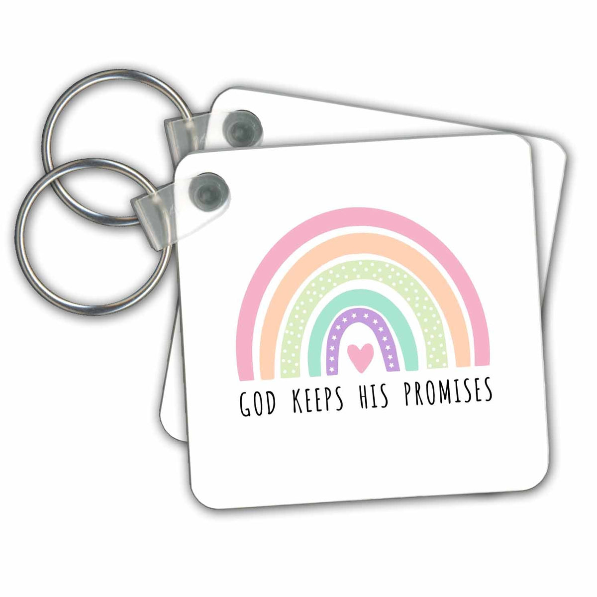 3dRose Key Chains God Keeps His Promises - Rainbow Christian Religious Bible reference (kc-364625-1)