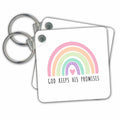 3dRose Key Chains God Keeps His Promises - Rainbow Christian Religious Bible reference (kc-364625-1)