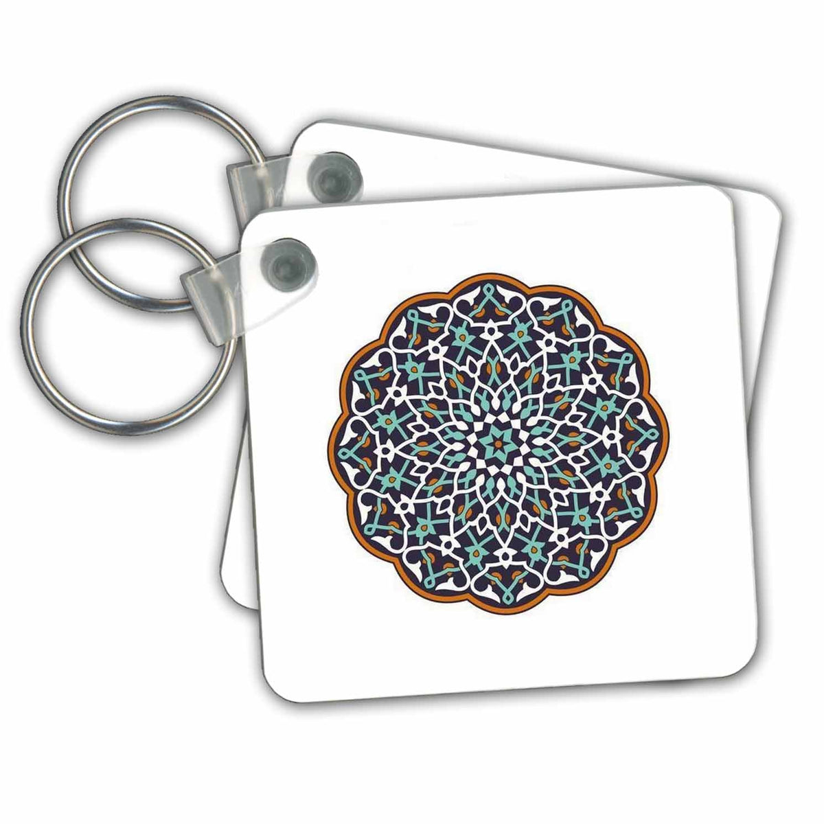 Key Chain - Circle Pattern Vector Art Brown Blue White Vector Art - Circle Pattern