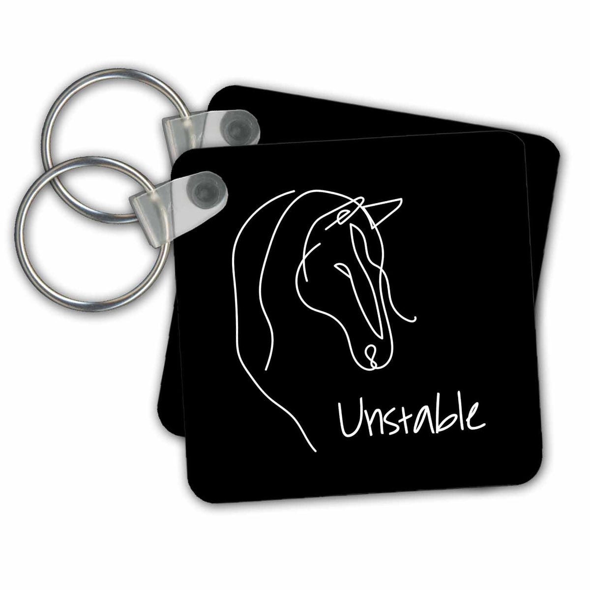3dRose Key Chains Unstable - a horse head on black cool charming gift for anyone (kc-365320-1)