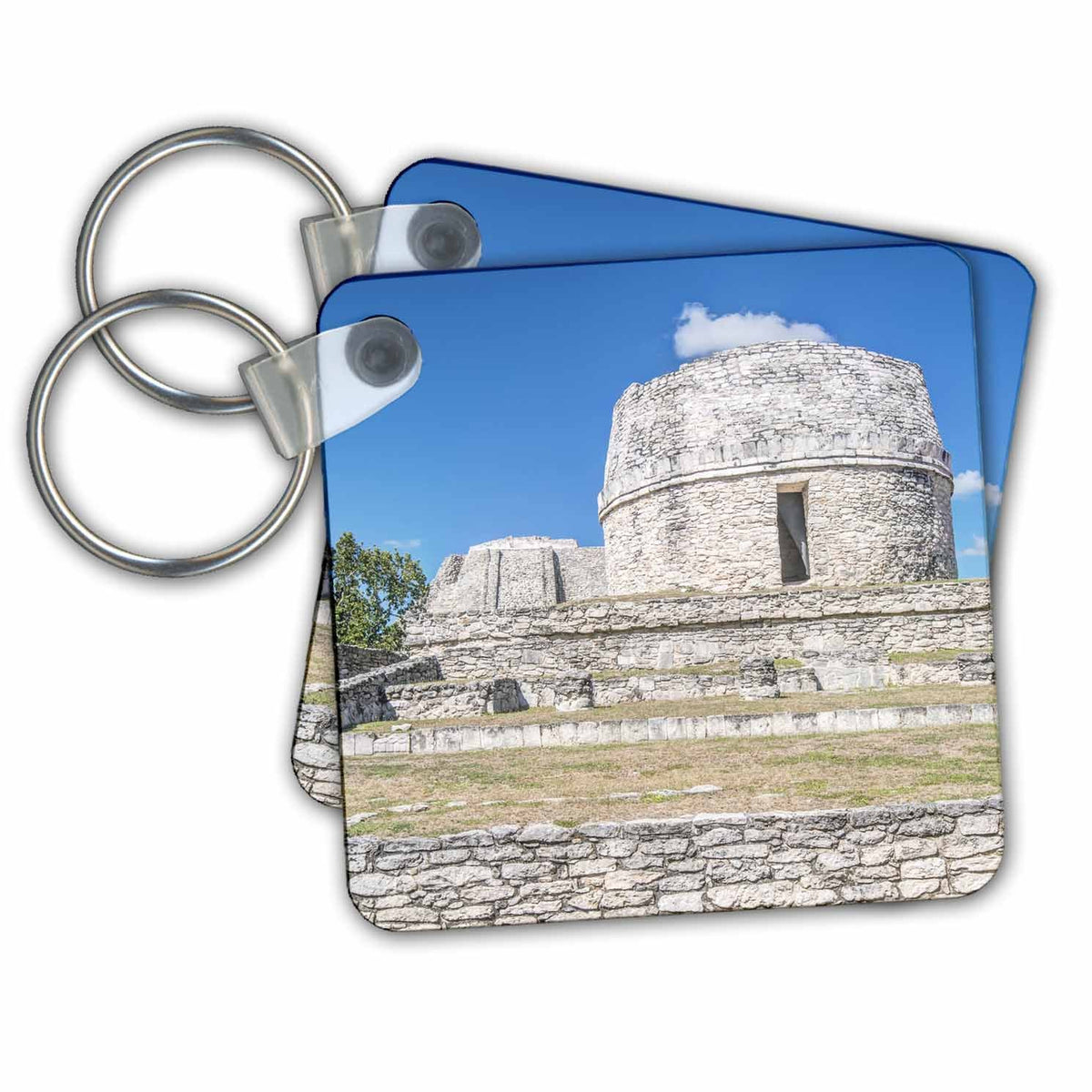 Key Chain - Mexico, Yucatan. Mayapan Ruins, Temple Redondo Mexico