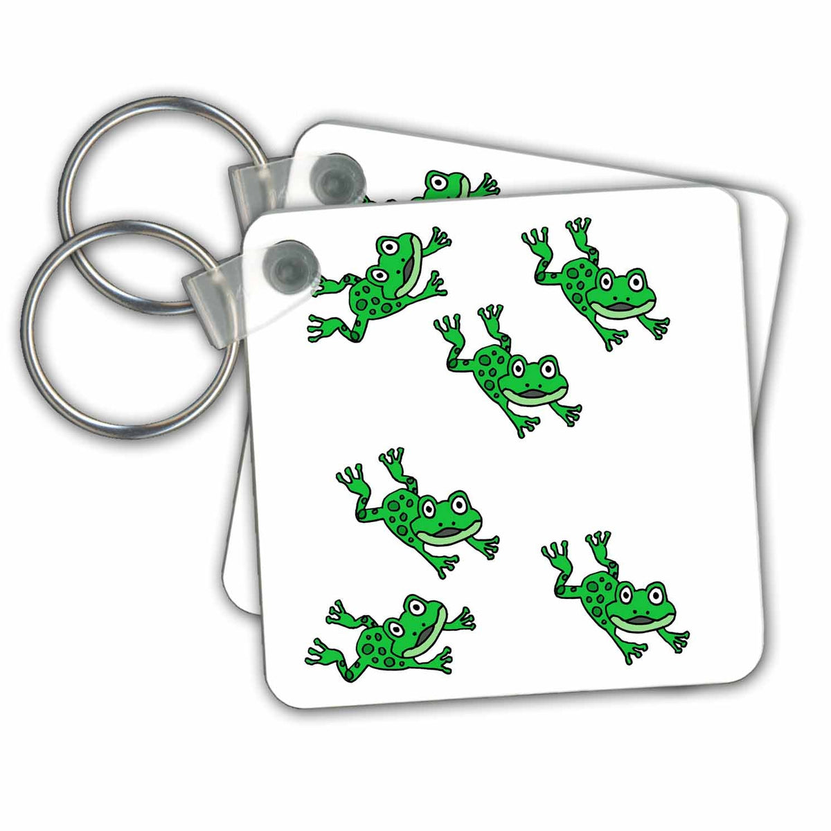 Key Chain - Funny Leaping Green Frogs Cartoon Funny