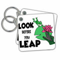 Key Chain - Funny Green Frog and Alligator Look before you Leap Funny