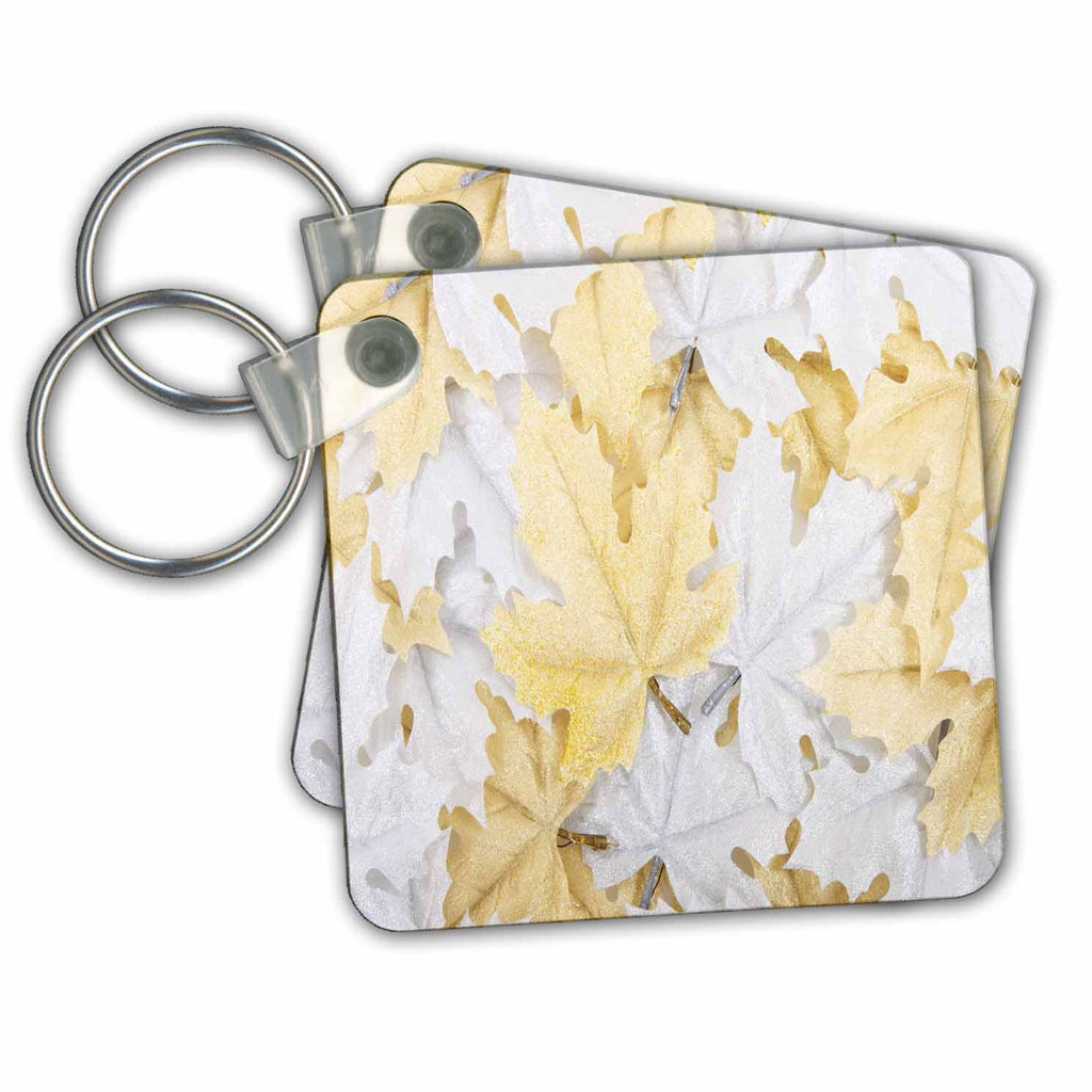 3dRose Key Chains Silver and Gold Christmas Foliage (kc-36849-1)