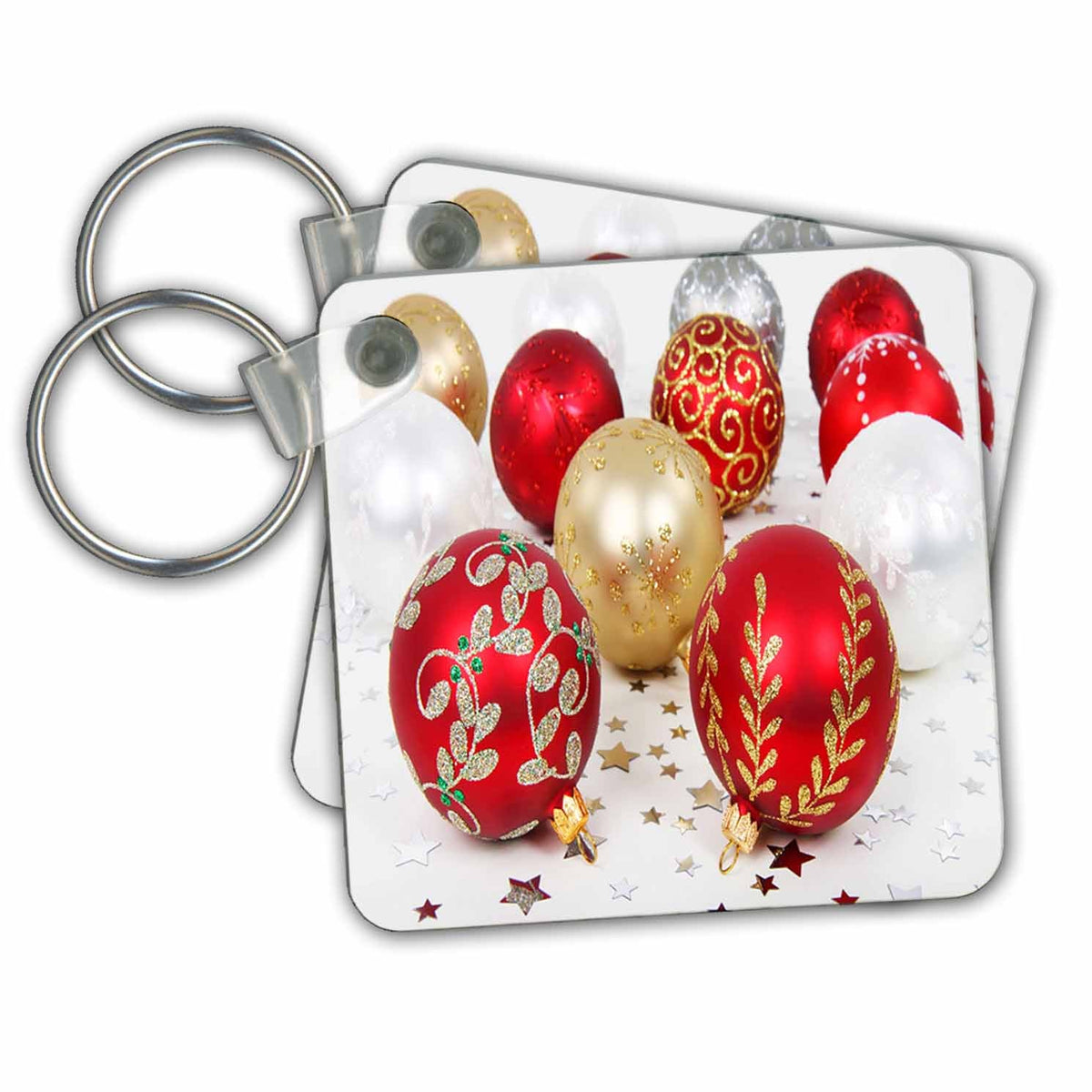 3dRose Key Chains Red and Gold Christmas Baubles (kc-36869-1)