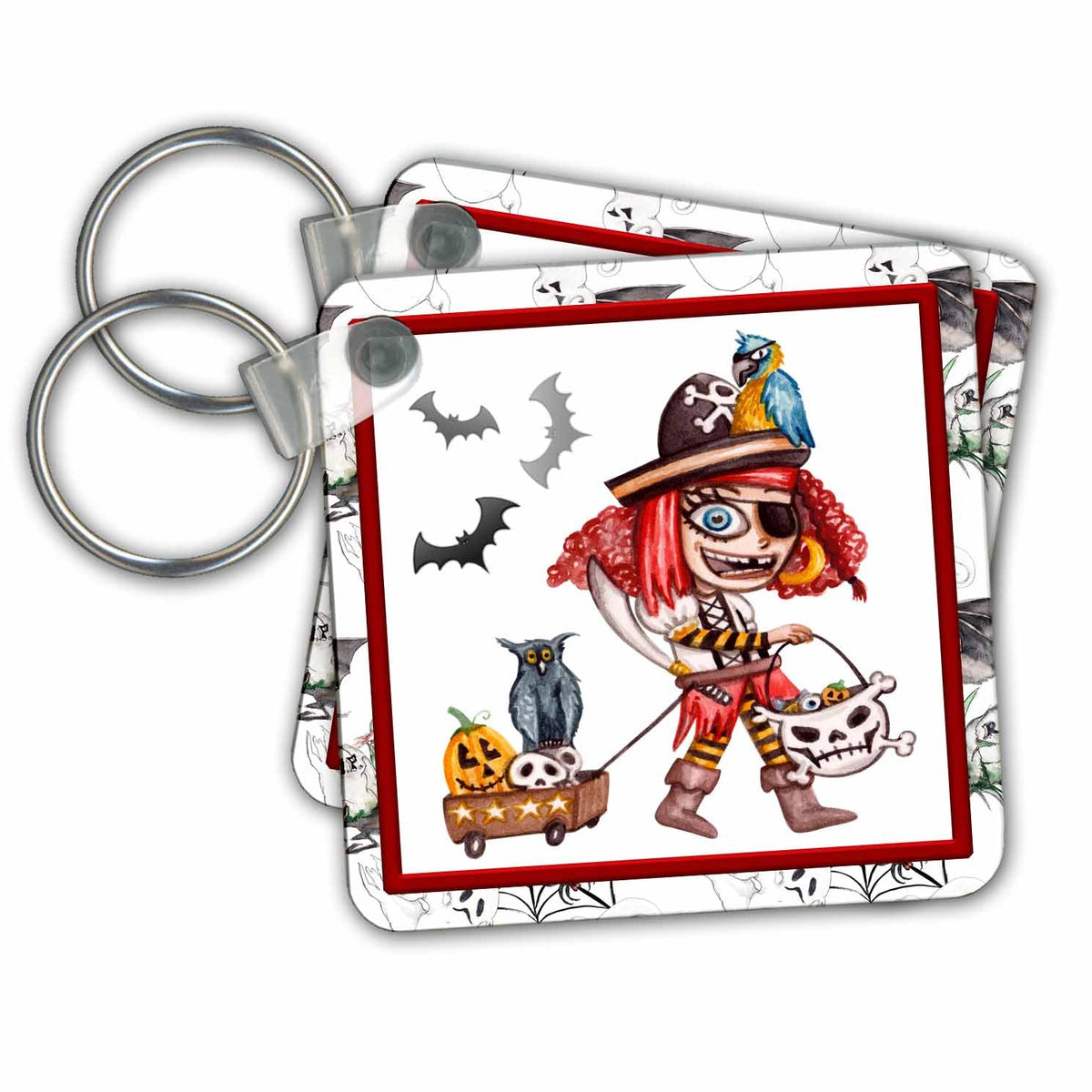 3dRose Key Chains Cute Halloween Pirate Trick Or Treating Design (kc-369182-1)