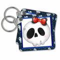 Key Chain - Halloween Skeleton Head With A Red Bow Design Halloween Designs