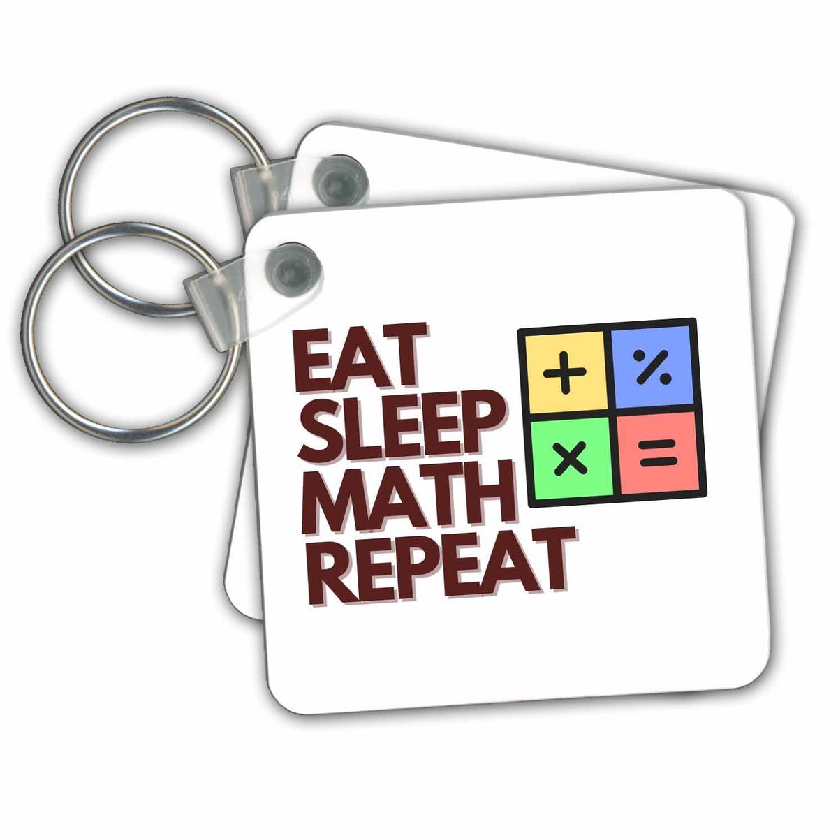 3dRose Key Chains Simple Text of EAT,SLEEP,MATH,REPEAT (kc-369234-1)