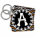 3dRose Key Chains Halloween Skulls and Bones Monogram Initial A (kc-369244-1)