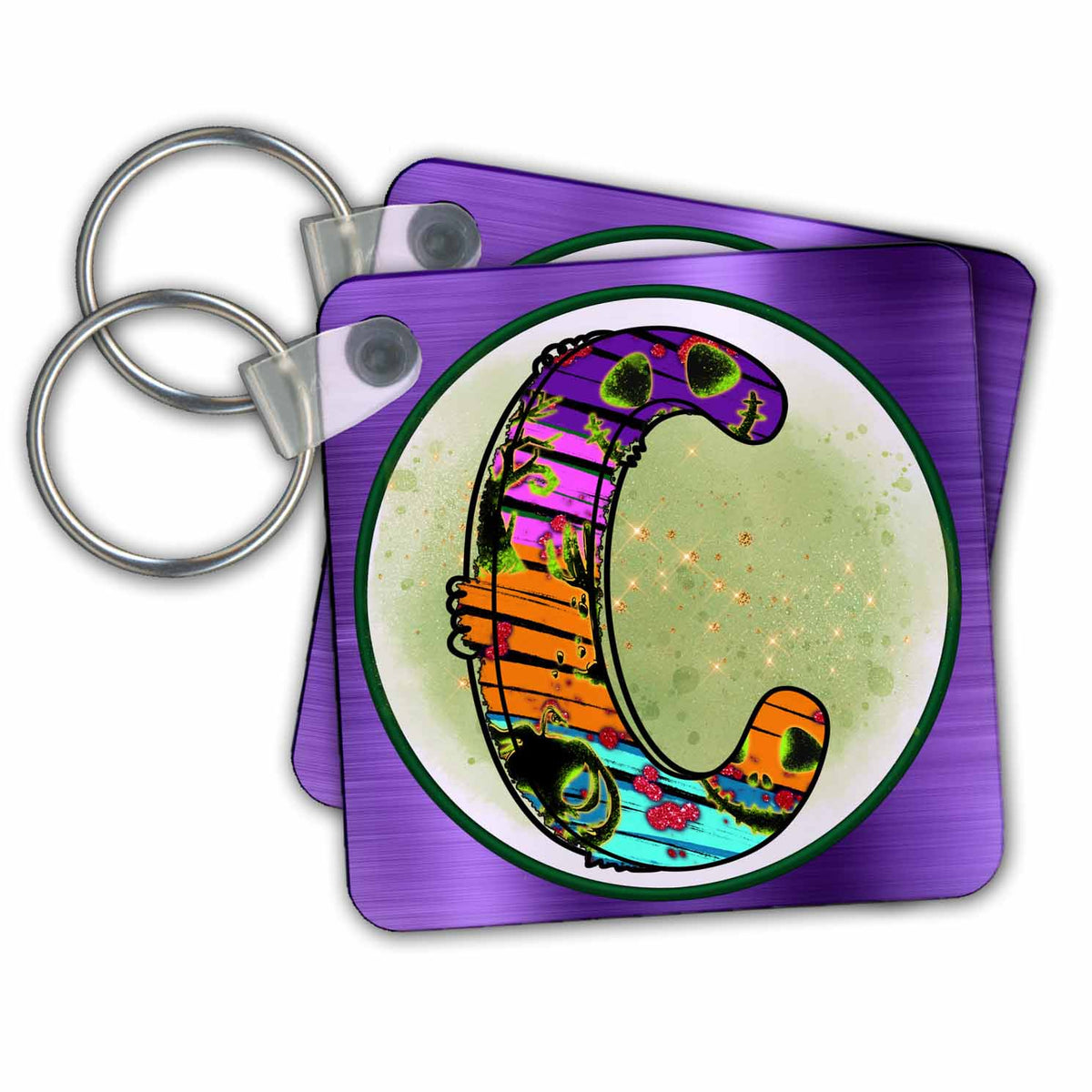Key Chain - Halloween Abstract Patterned Monogram Initial C Halloween Monograms