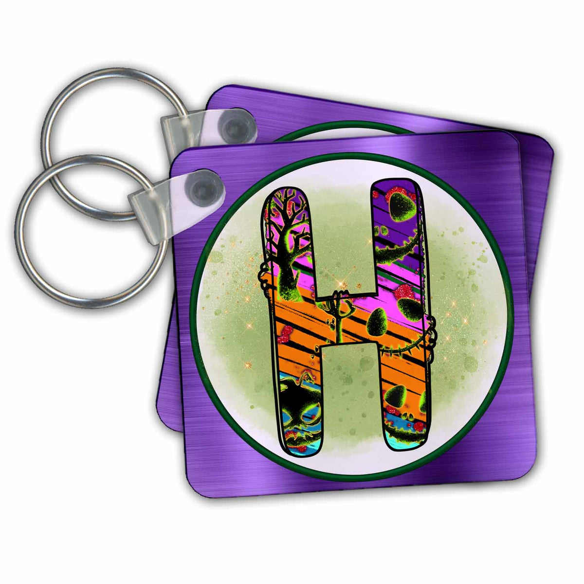Key Chain - Halloween Abstract Patterned Monogram Initial H Halloween Monograms