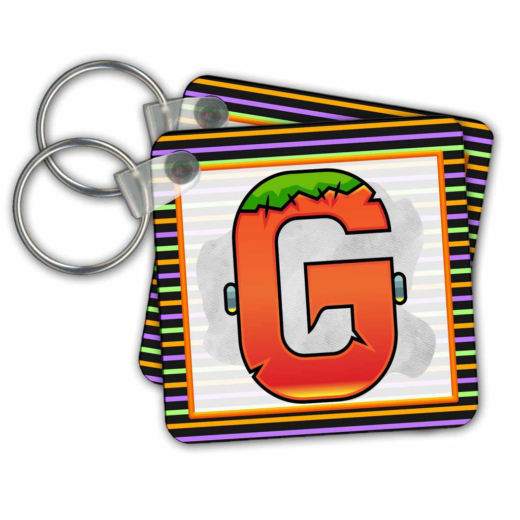 3dRose Key Chains Orange Halloween Monogram G (kc-369329-1)