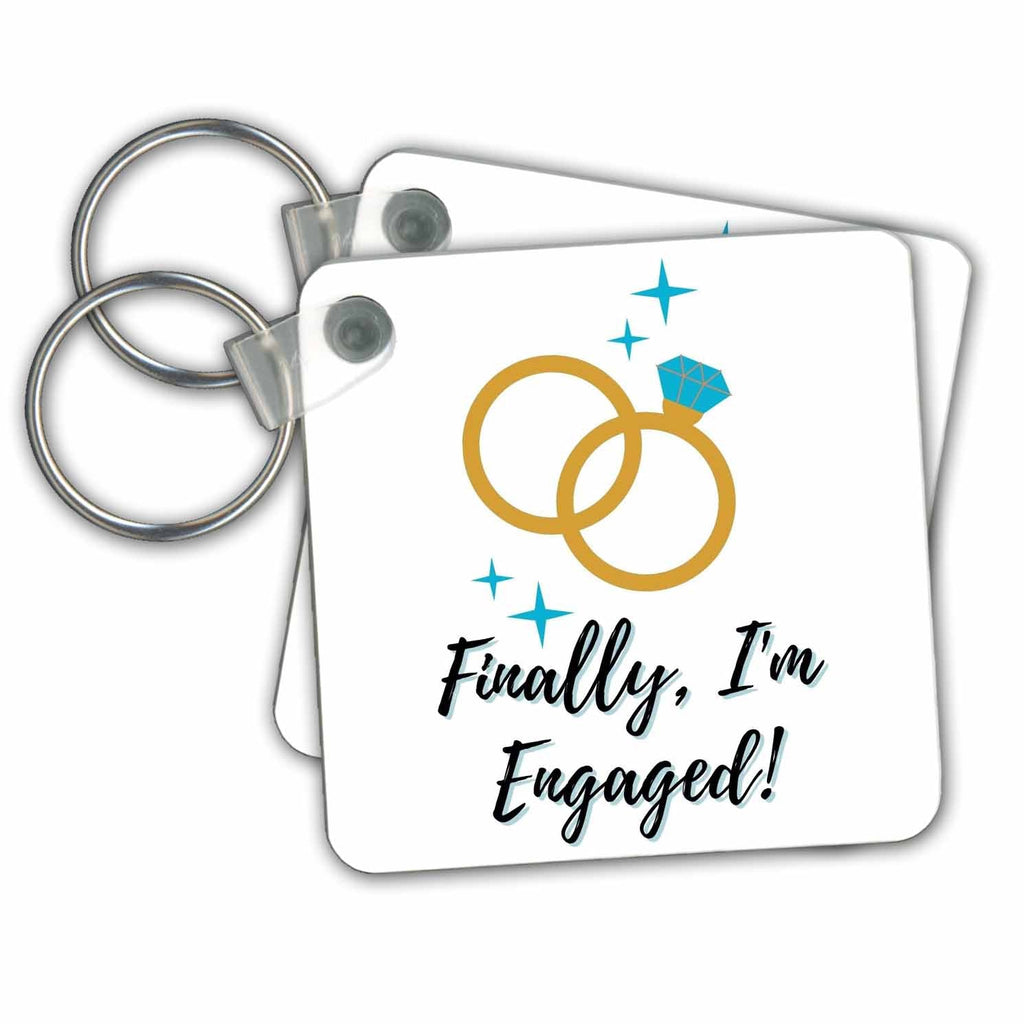3dRose Key Chains Image of Simple Engagement Ring with A Text (kc-369427-1)