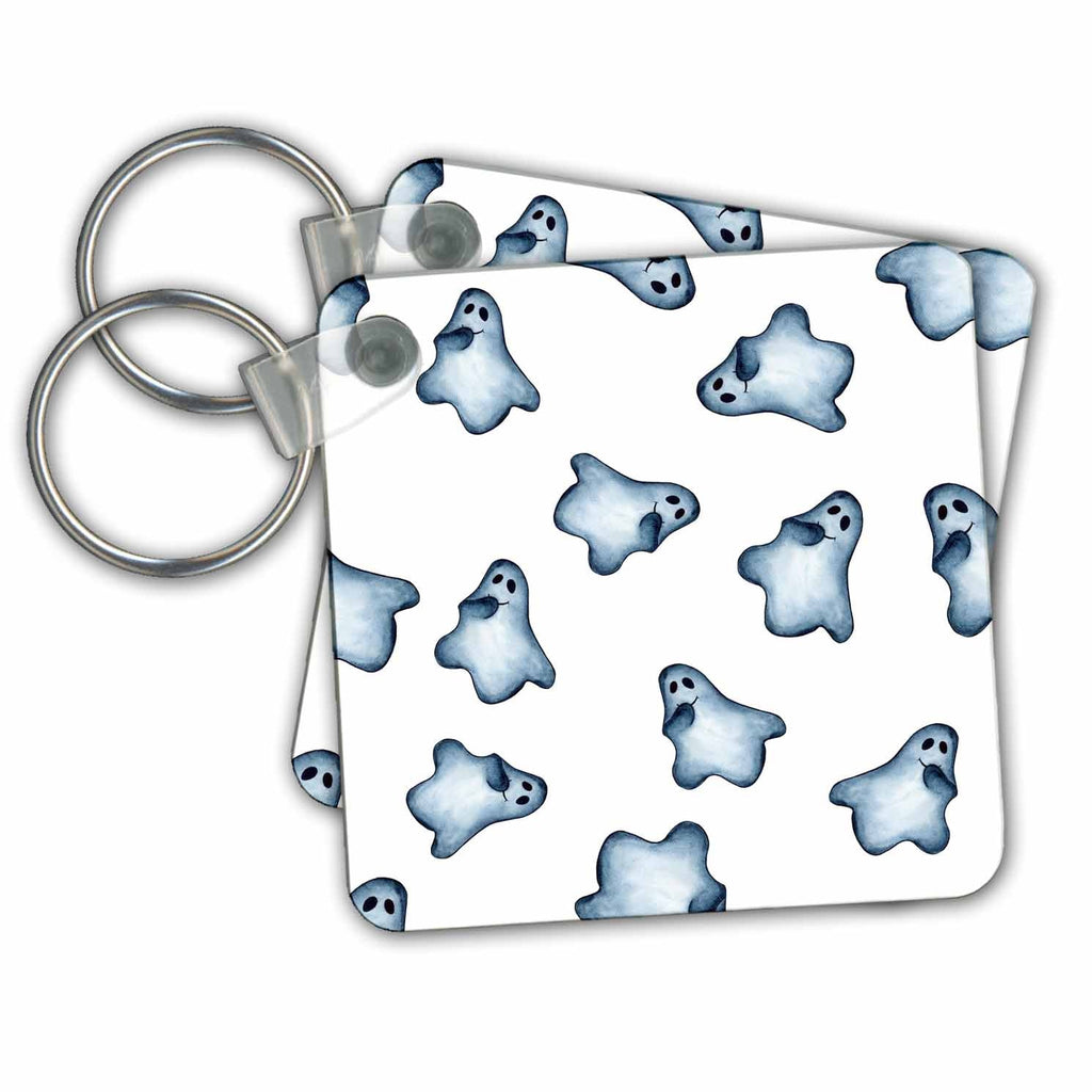 3dRose Key Chains Blue Ghosts Halloween Pattern (kc-369510-1)