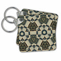 3dRose Key Chains Kaleidoscope Tiles Teal Cream (kc-5830-1)