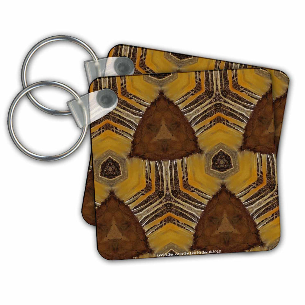 3dRose Key Chains Kaleidoscope Wood Amber Brown (kc-5847-1)