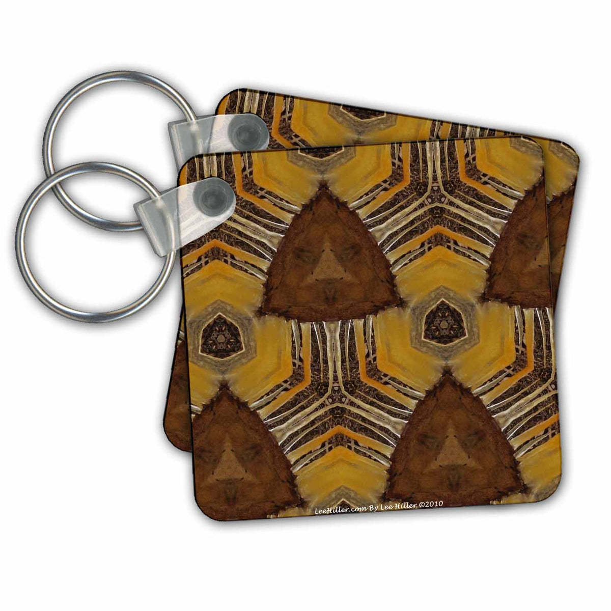 3dRose Key Chains Kaleidoscope Wood Amber Brown (kc-5847-1)