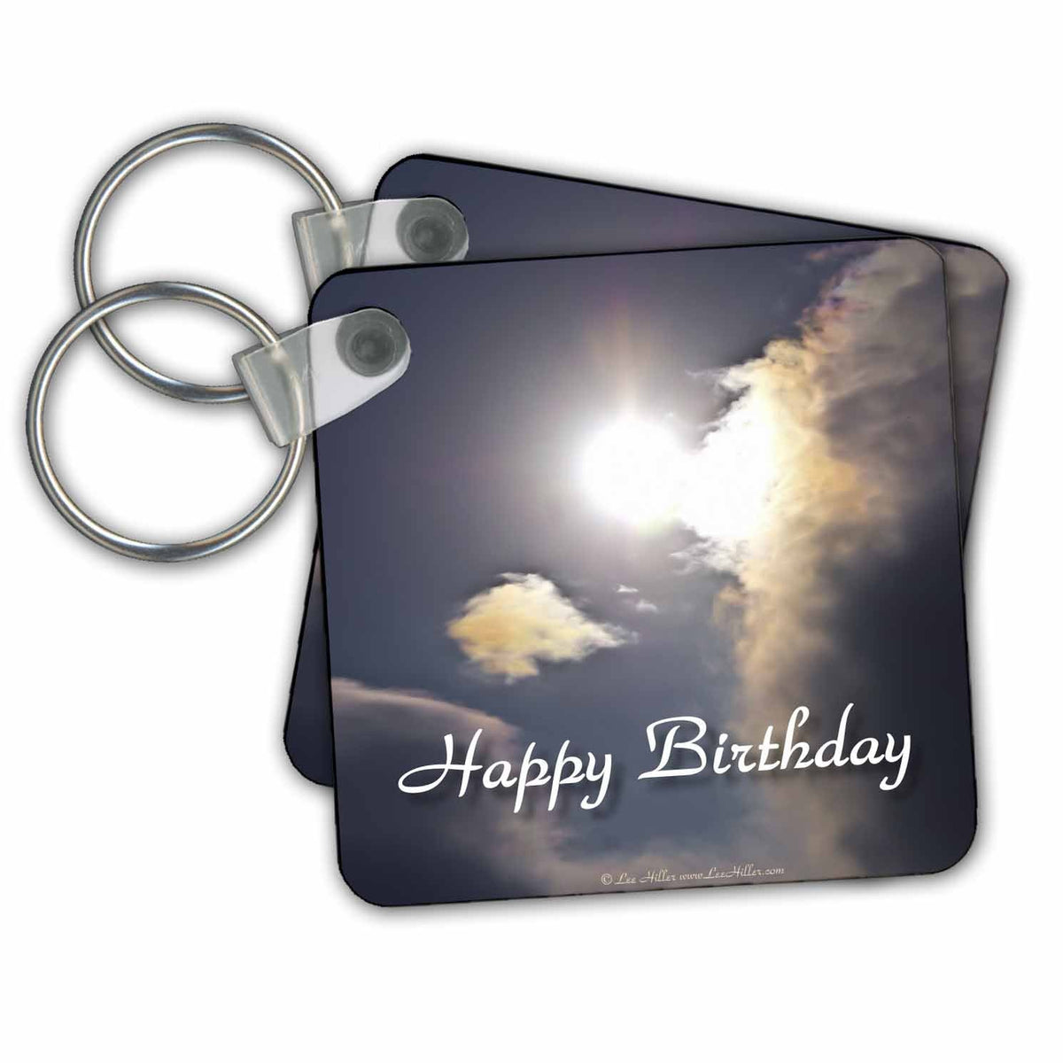 3dRose Key Chains Happy Birthday Sundog Sun Clouds (kc-59715-1)