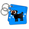 3dRose Key Chains Black Pug and Paw prints (kc-6129-1)