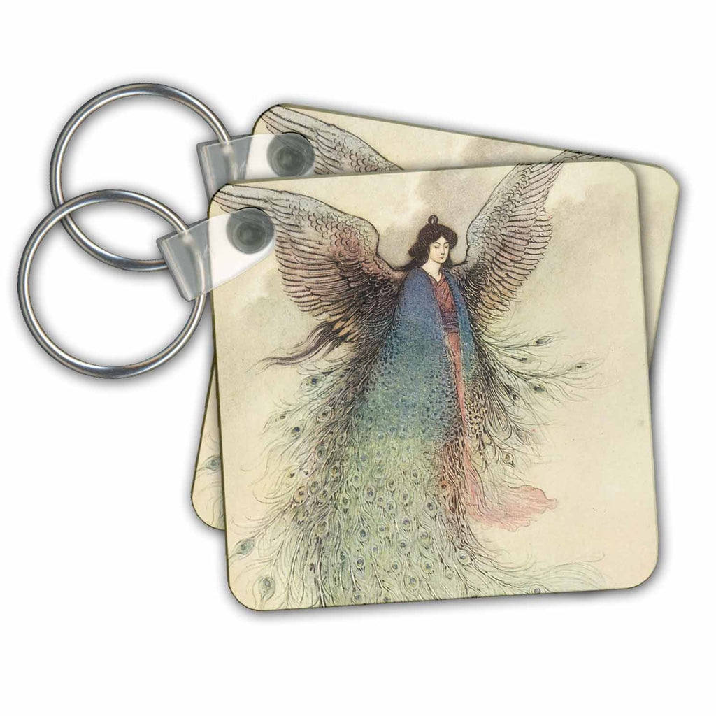 3dRose Key Chains Peacock Angel Vintage Art (kc-79098-1)