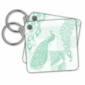 3dRose Key Chains Mint Green Vintage Peacock- Birds (kc-79134-1)