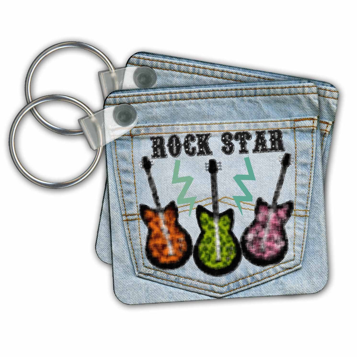 3dRose Key Chains Jeans Back Pocket Guitars ROCK STAR (kc-97705-1)