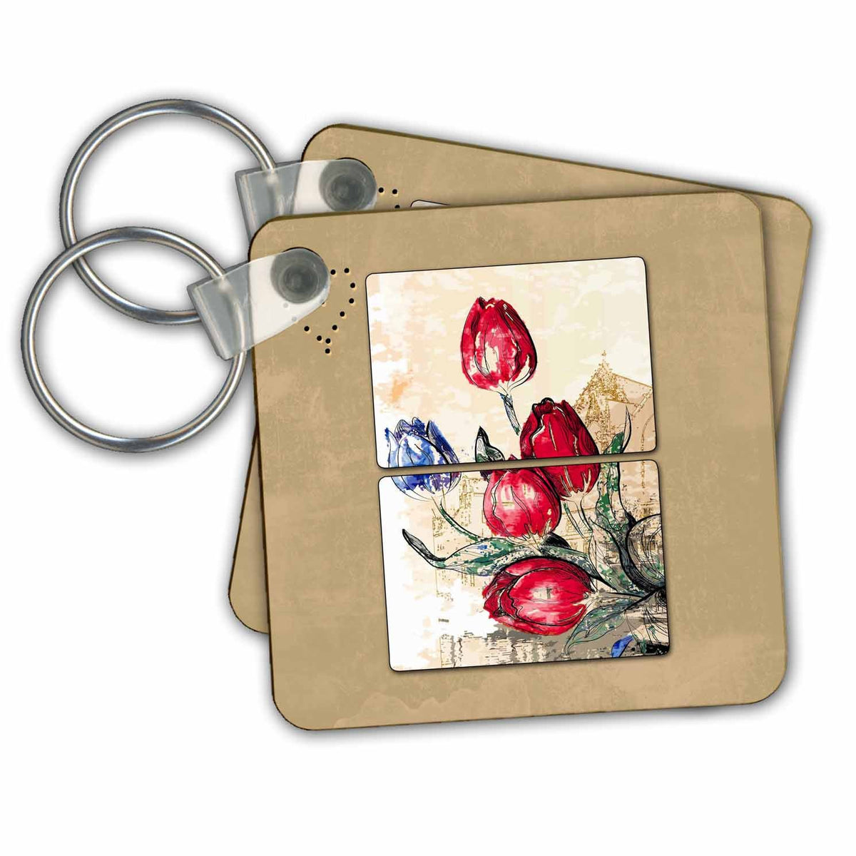 3dRose Key Chains Amsterdam Tulip Illustration (kc-99426-1)