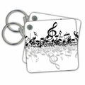 3dRose Key Chains Black notes on white background with reflection a great pattern and gift (kc-99560-1)
