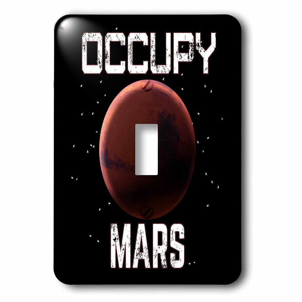 3dRose Funny space Mars exploration and colonization Occupy Mars. - Light Switch Covers (lsp_325588)