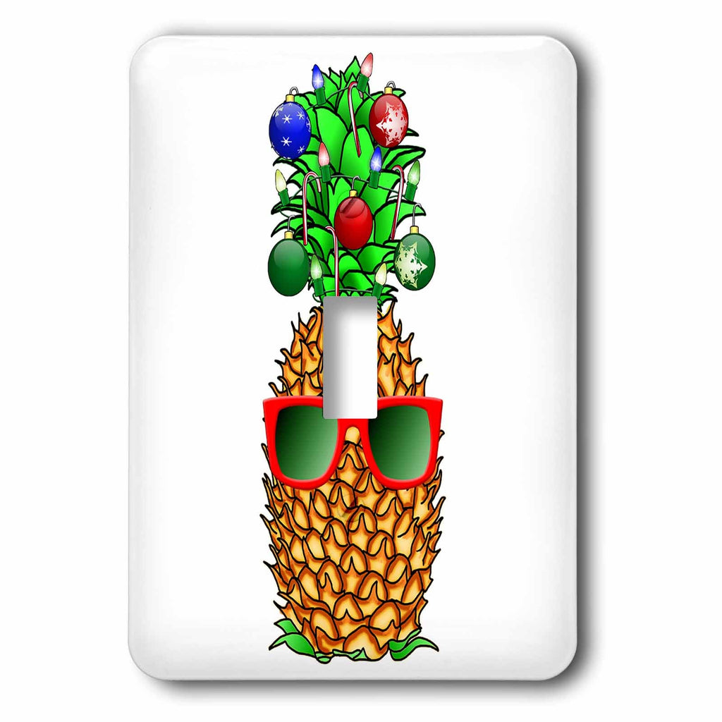 3dRose A cute Christmas holiday pineapple decorated with... - Light Switch Covers (lsp_325604)