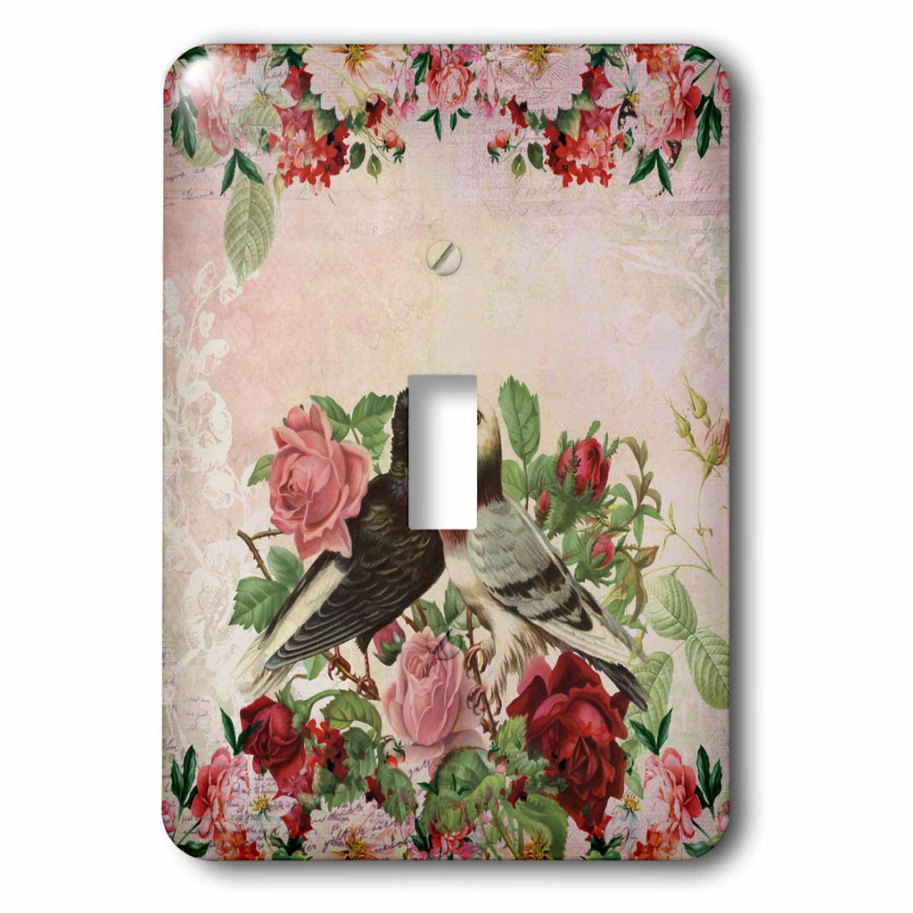 3dRose Romantic Rose and Pigeon Couple Illustration - Light Switch Covers (LSP_325617)