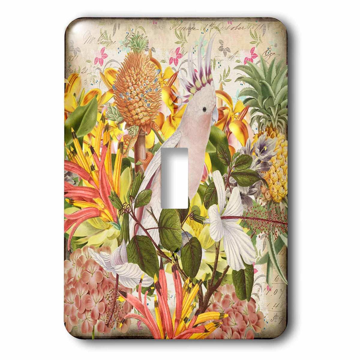 3dRose Cockatoo and Tropical Platzs Illustration - Light Switch Covers (LSP_325622)