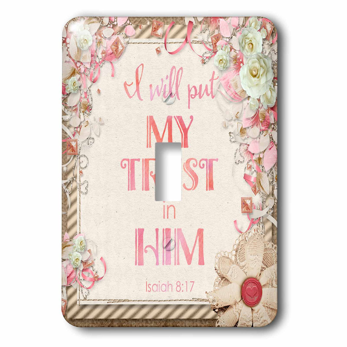 3dRose Nostalgic Illustration with Bible Psalm I Will Put My... - Light Switch Covers (LSP_325633)