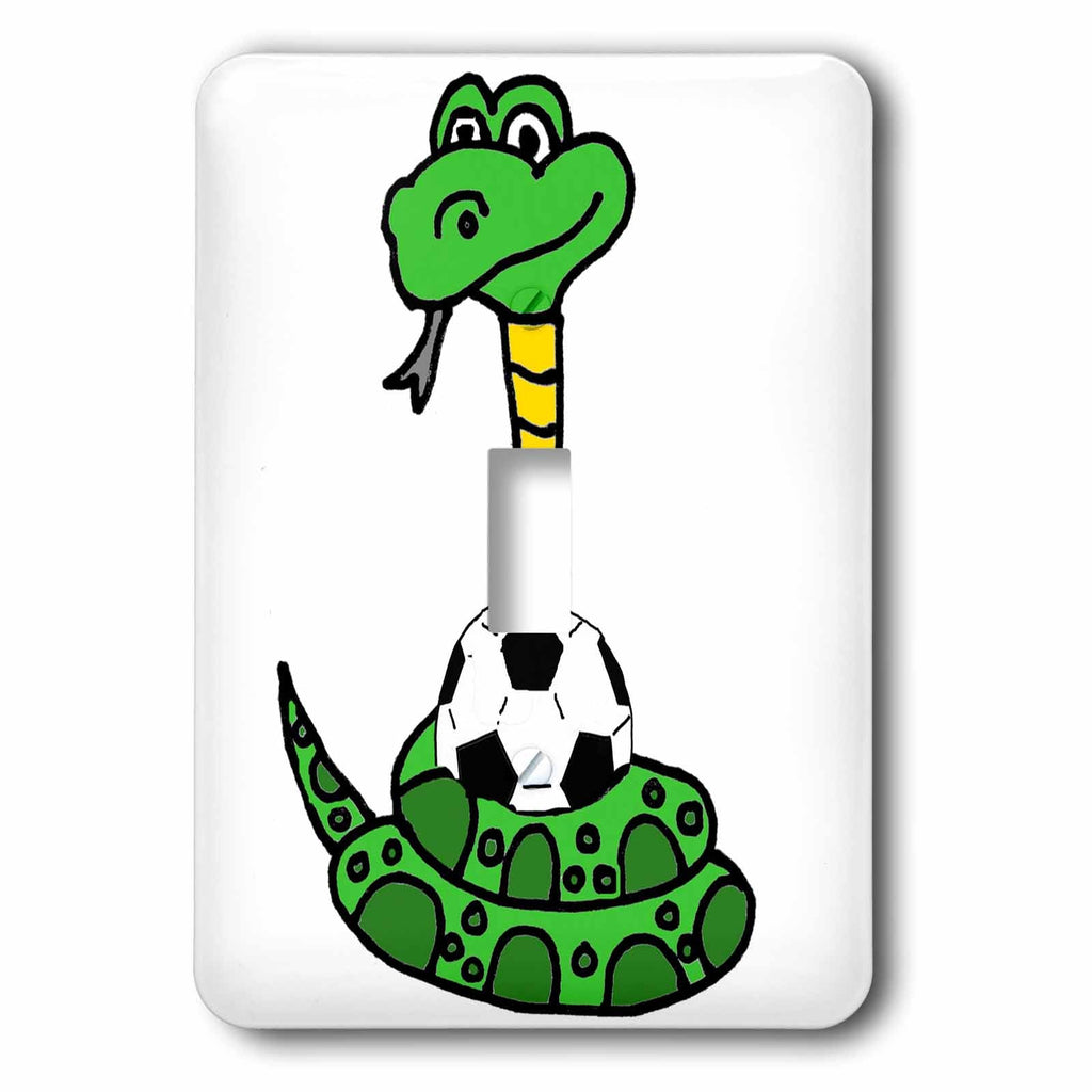 3dRose Funny Cute Greeen Python Snake Squeezing Soccer Ball... - Light Switch Covers (lsp_325793)