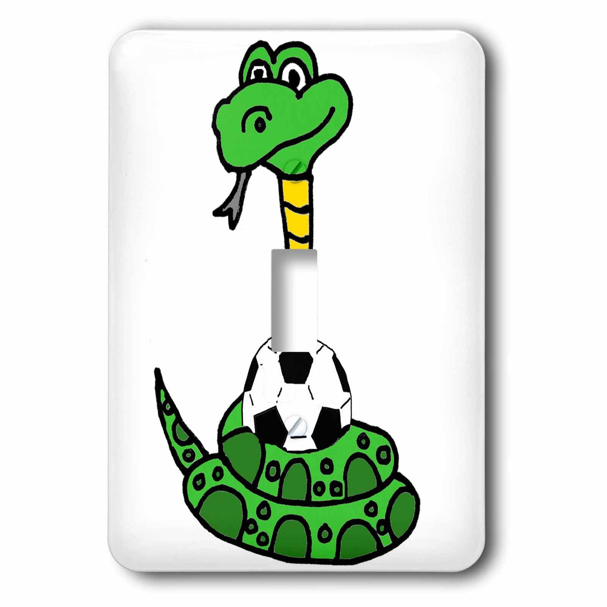 3dRose Funny Cute Greeen Python Snake Squeezing Soccer Ball... - Light Switch Covers (lsp_325793)