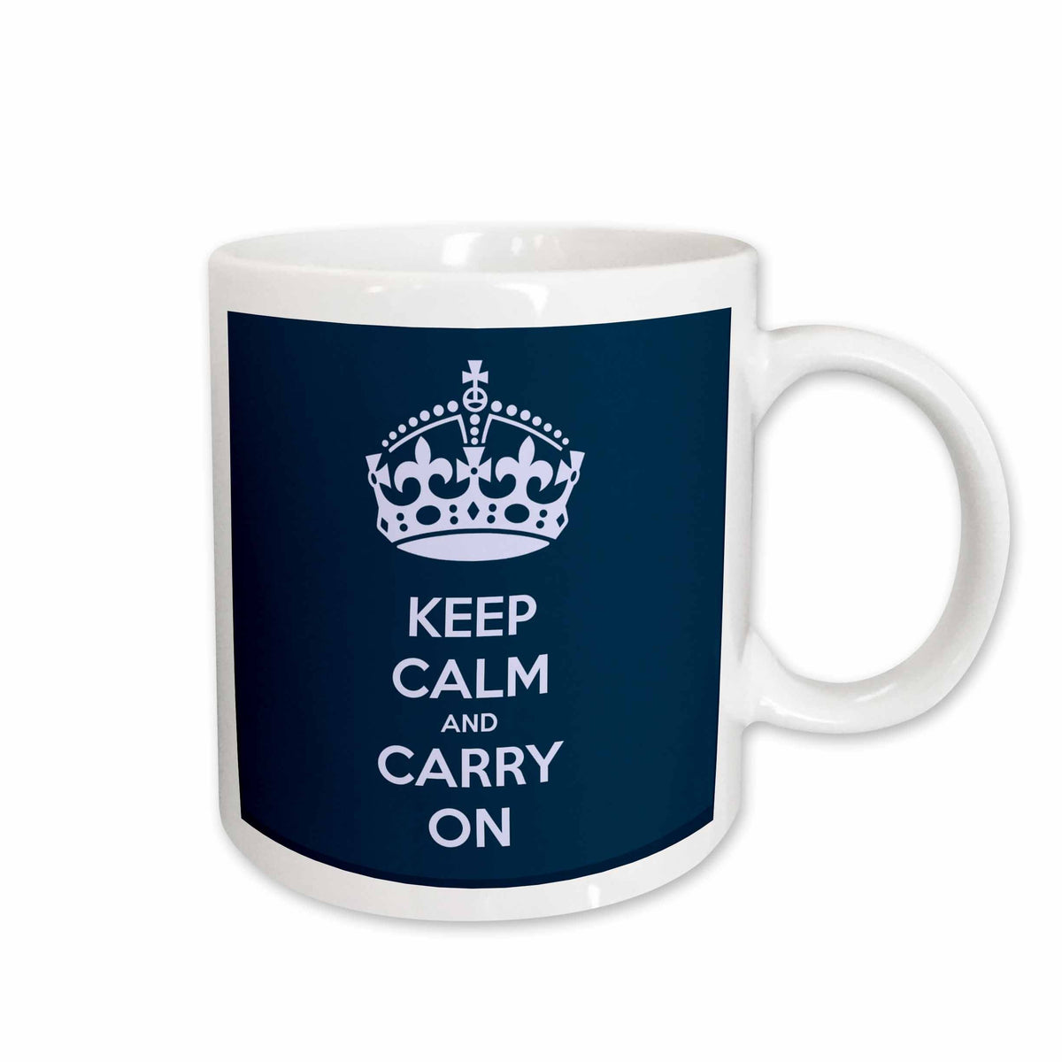 3dRose EvaDane - Funny Quotes - Keep calm and carry on. Navy. - Mugs (mug_123114)