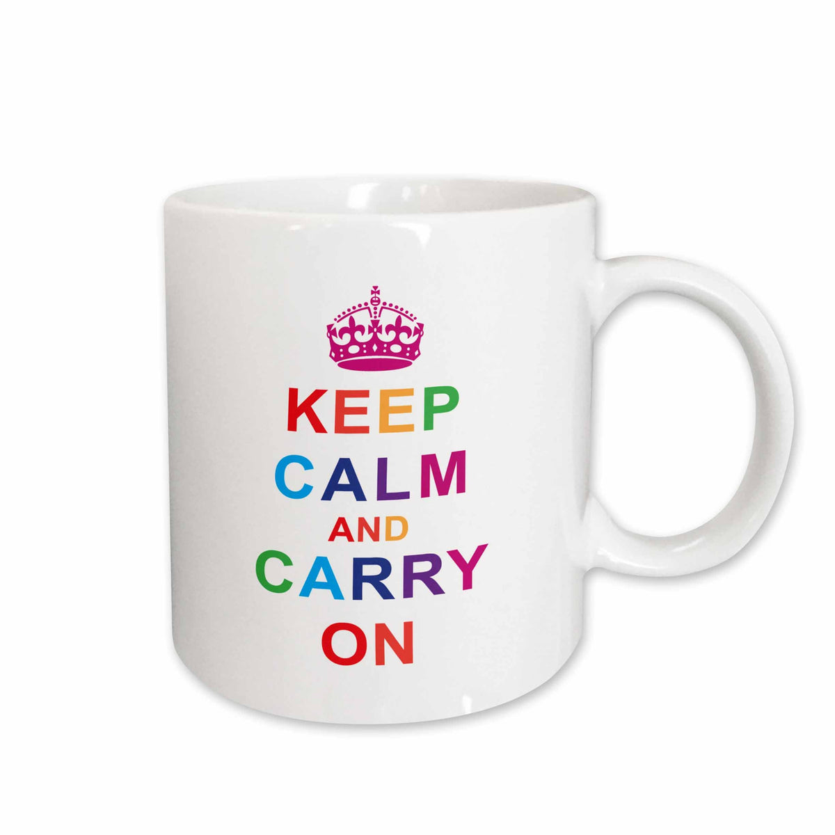 3dRose EvaDane - Funny Quotes - Keep calm and carry on. Rainbow. - Mugs (mug_123120)
