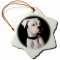 3dRose Dogs Boxer - White Boxer Uncropped Ears - Ornaments (orn_1113)