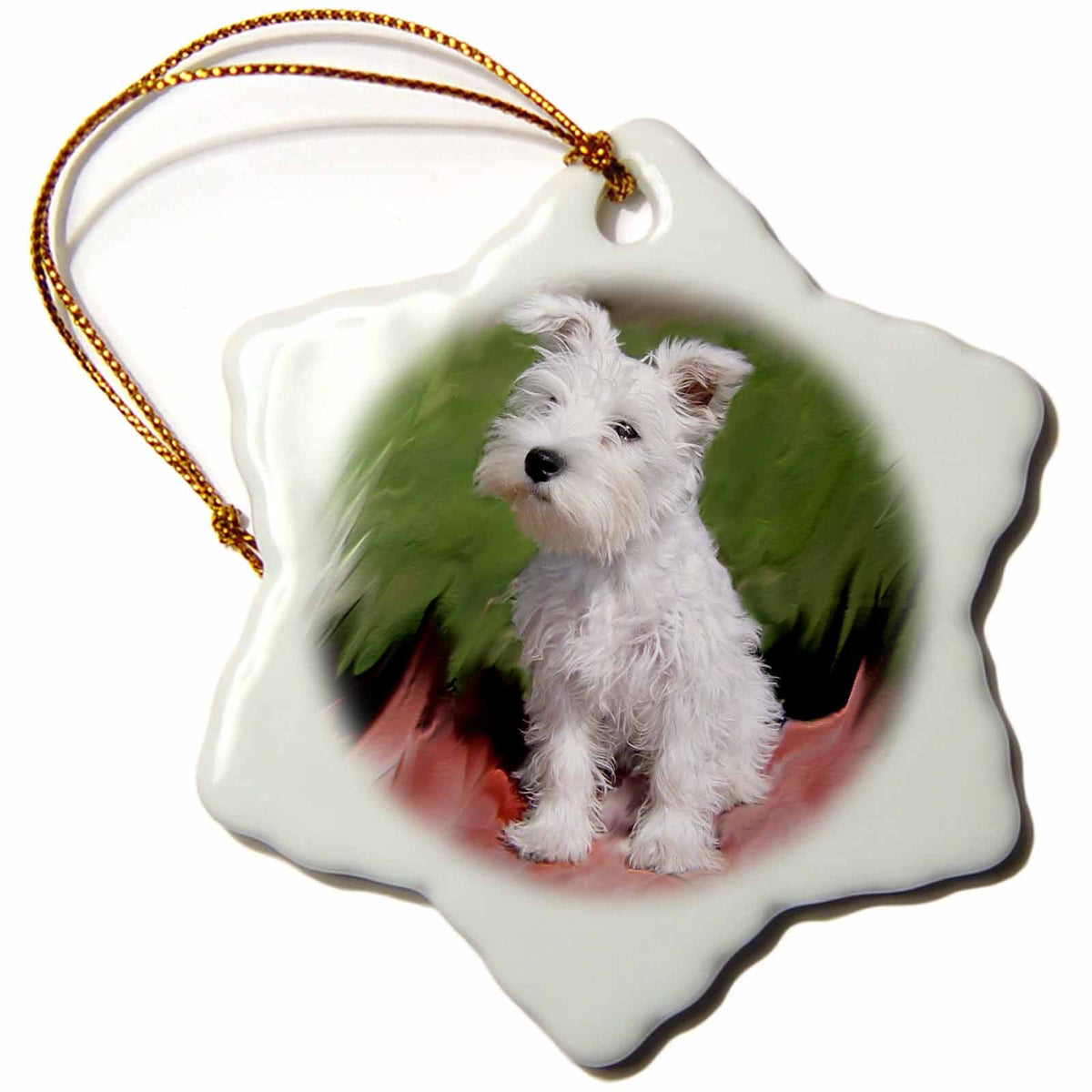 3dRose Dogs Schnauzer - White Schnauzer - Ornaments (ORN_4826)