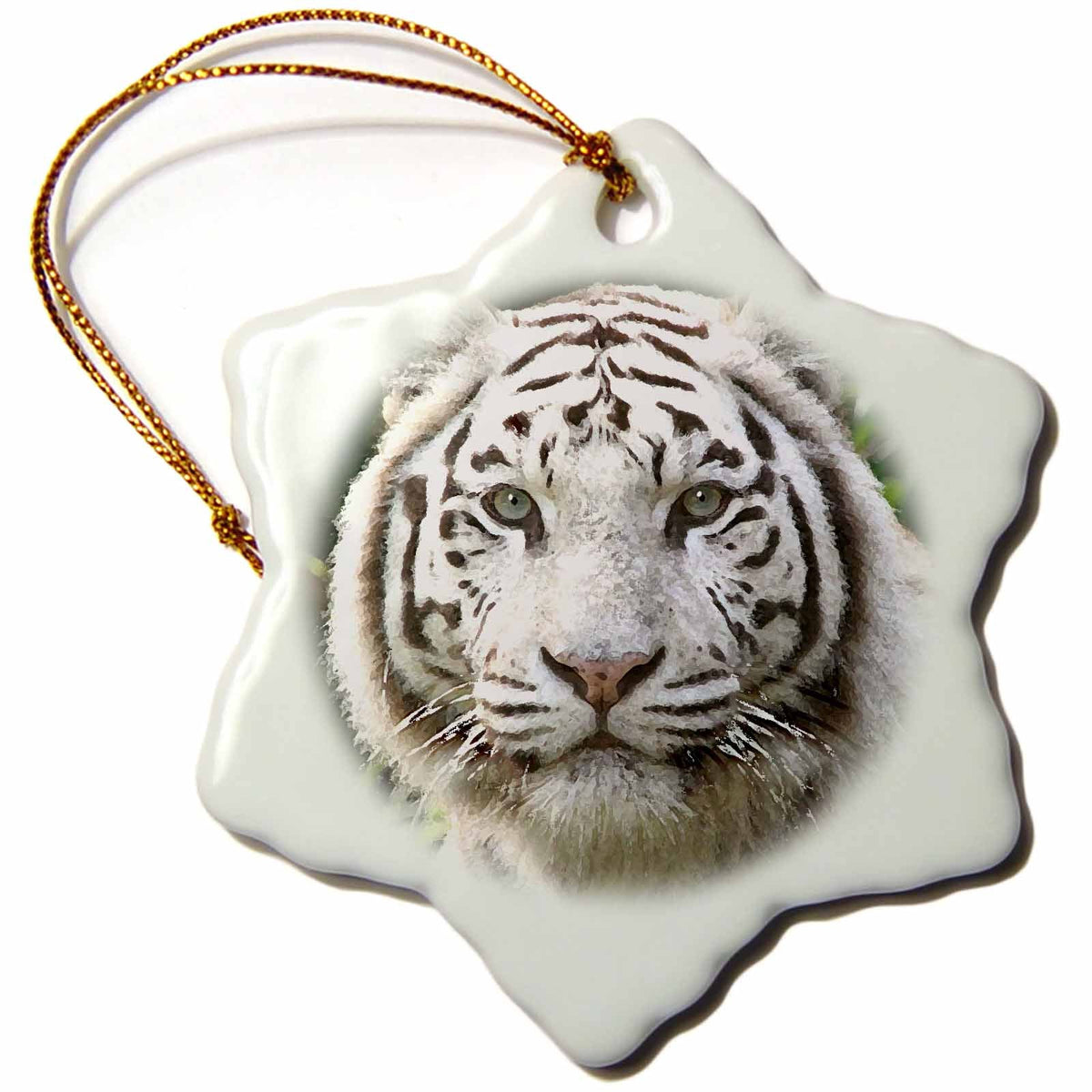 3dRose Tigers - White Tiger - Ornaments (ORN_4845)