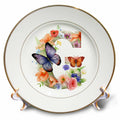 3dRose Anne Marie Baugh - Monograms - Pretty Floral Monogram Initial G - Plates (cp-382428)