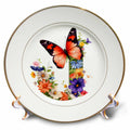 3dRose Anne Marie Baugh - Monograms - Pretty Floral Monogram Initial J - Plates (cp-382430)