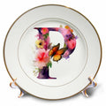3dRose Anne Marie Baugh - Monograms - Pretty Floral Monogram Initial P - Plates (cp-382435)