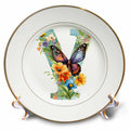 3dRose Anne Marie Baugh - Monograms - Pretty Floral Monogram Initial Y - Plates (cp-382441)